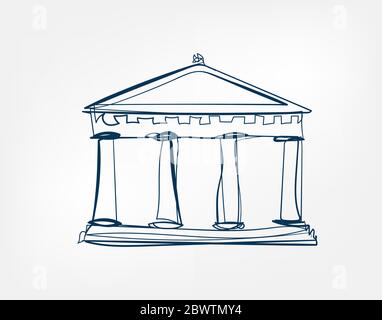 atene tempio vista vettore art linea doodle isolato Illustrazione Vettoriale