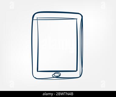 dispositivo tablet con design isolato vettoriale a una linea Illustrazione Vettoriale