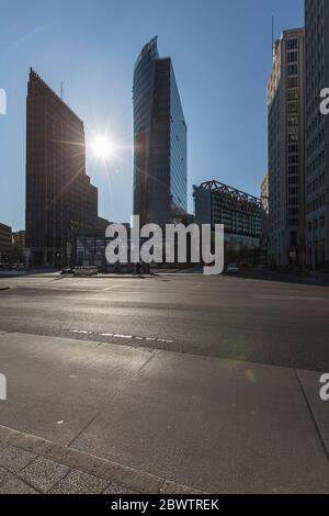 Berlino, Germania, Potsdamer Platz durante l'epidemia di COVID-19 Foto Stock