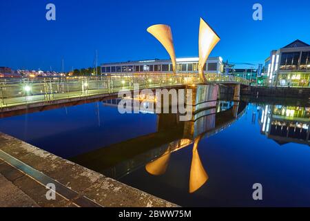 Foto notturne dell'area Harbourside di Bristol, Inghilterra Regno Unito Foto Stock