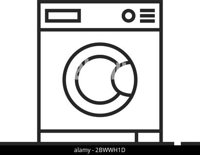 icona della lavatrice nera a linee sottili Illustrazione Vettoriale