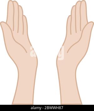 mani che pregano per aiuto sollevato verso l'alto Illustrazione Vettoriale