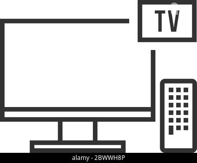 logo tv digitale nero sottile isolato su bianco Illustrazione Vettoriale