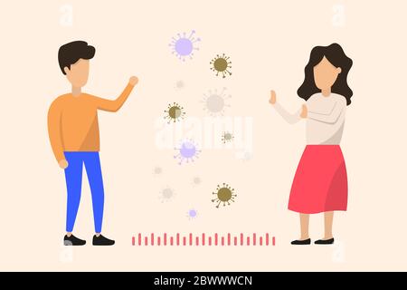 Distanza sociale, mantenere la distanza con la gente dentro Illustrazione Vettoriale