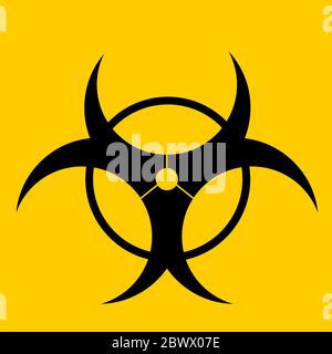 Illustrazione del vettore del simbolo di rischio biologico isolato su sfondo giallo Illustrazione Vettoriale