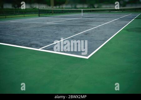 Primo piano angolo di campo da tennis sfondo. Foto Stock