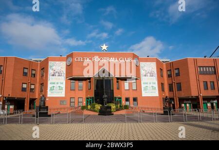 Ingresso allo stadio di calcio del Celtic Park, Parkhead, Glasgow, Scozia Foto Stock