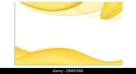 Modello orizzontale vettoriale per design, volantino, invito, brochure, pubblicità, banner.blank con forme gialle e fluide e sfondo bianco Illustrazione Vettoriale