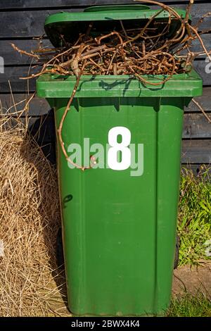 Bidoni da giardino per il riciclaggio dei rifiuti Bawdsey Suffolk Foto Stock