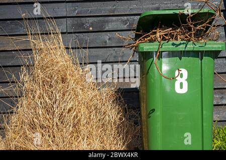 Bidoni da giardino per il riciclaggio dei rifiuti Bawdsey Suffolk Foto Stock