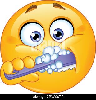 Emoticon che gli spazzolava i denti Illustrazione Vettoriale