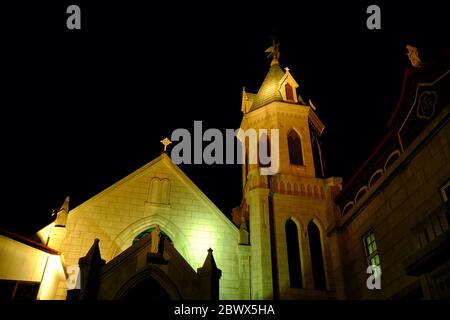 Antica chiesa cattolica romana di Motomachi a Hakodate, dove è un famoso punto di riferimento di Hokkaido, Giappone. Foto Stock