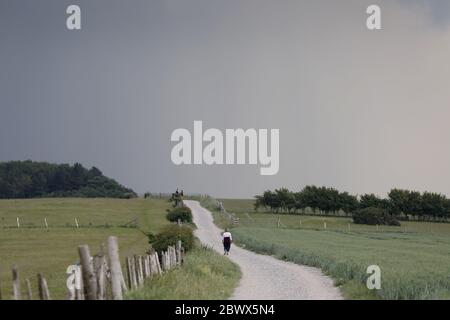 Camminatori sul South Downs vicino a Ditchling Beacon nel Sussex orientale. 03 giugno 2020. Foto Stock