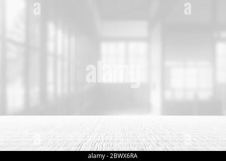 Tatami bianco con Ryokan offuscato tradizionale giapponese Inn sfondo. Foto Stock