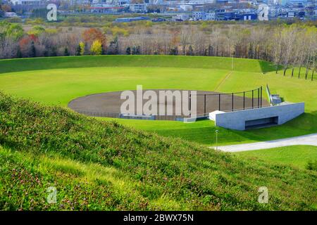 Vista dall'alto del campo da baseball nel parco pubblico. Foto Stock
