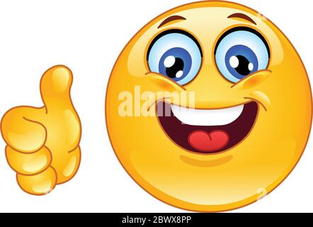 Emoticon con il pollice in su Illustrazione Vettoriale