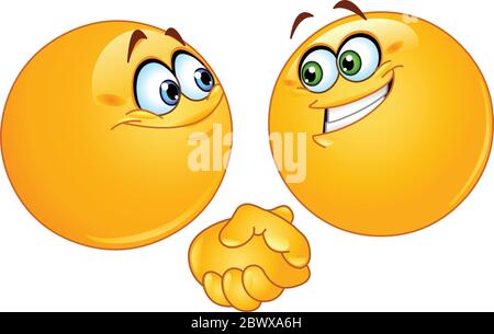 Due emoticon scuotono le mani Illustrazione Vettoriale