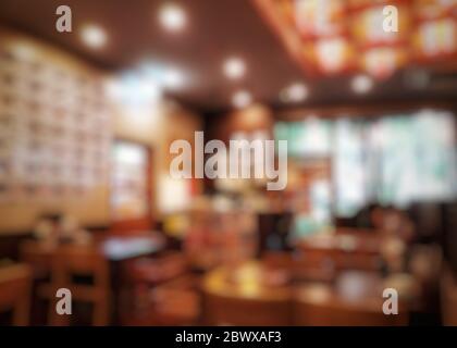 Sfocato giapponese ristorante interno sfondo. Foto Stock