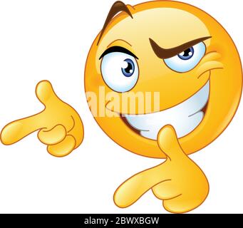 Emoticon che dà due pollici verso l'alto e punta con le dita Illustrazione Vettoriale