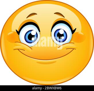 Emoticon femminile sorridente Illustrazione Vettoriale