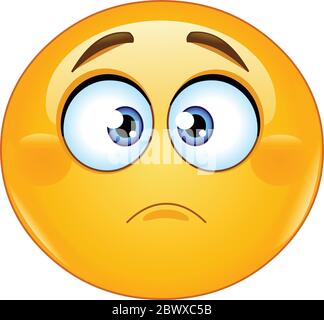 Emoticon emoji leggermente accigliate. Preoccupazione, deluso o espressione di tristezza Illustrazione Vettoriale