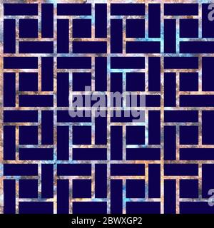 Geometria griglia arcobaleno, reticolo, pattern in colori neon su sfondo blu scuro. Ripetizione senza giunture Foto Stock