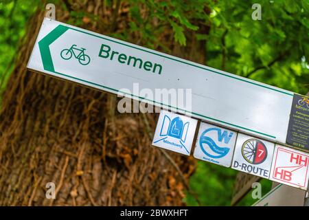 Fischerhude, Ottersberg, Landkreis Verden, Niedersachsen, Germania Foto Stock