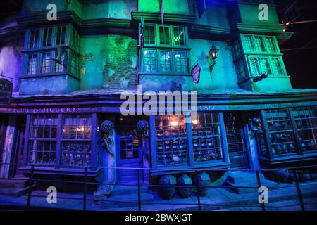 Scene interne al Diagon Alley al Harry Potter World Warner Bros Studio Tour Leavesden Watford, Regno Unito, Harry Potter, tour dello studio, backstage, oggetti, Foto Stock