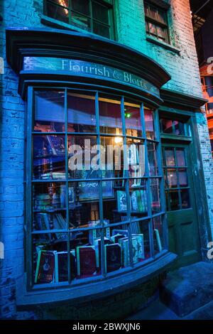 Scene interne al Diagon Alley al Harry Potter World Warner Bros Studio Tour Leavesden Watford, Regno Unito, Harry Potter, tour dello studio, backstage, oggetti, Foto Stock