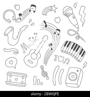 Illustrazione vettoriale di Music Doodle. Concetto di disegno Illustrazione Vettoriale