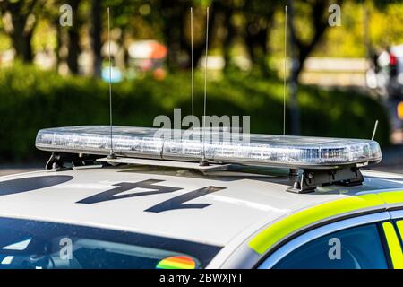 Barra luci del tetto della polizia Foto Stock