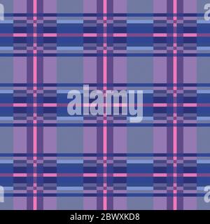 Tartan a contrasto violetto e rosa motivo scozzese senza cuciture, texture per tartan, plaid, tovaglie, vestiti, biancheria da letto, coperte e altri tessuti Illustrazione Vettoriale