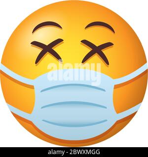 emoji indossando maschera medica stile degradient Illustrazione Vettoriale