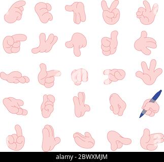 Gesti delle mani dei cartoni animati Illustrazione Vettoriale