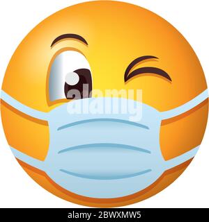 emoji indossando maschera medica stile degradient Illustrazione Vettoriale