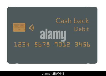 Ecco una carta di debito per premi in contanti verde e isolata su sfondo bianco. Illustrazione Vettoriale