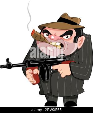 Gangster duro pronto a sparare Illustrazione Vettoriale