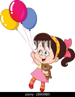 Bambina battenti con palloncini Illustrazione Vettoriale