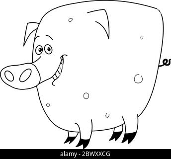 Pagina di colorazione di maiale delineata Illustrazione Vettoriale