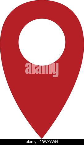 Icona della puntina della mappa vettore piatto isolato su bianco Illustrazione Vettoriale