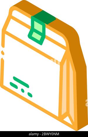 Icona isometrica sacchetto di carta chiuso per confezionamento alimentare Illustrazione Vettoriale
