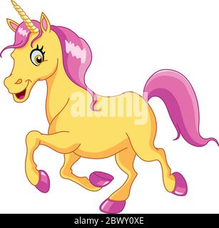 Carino unicorn running Illustrazione Vettoriale