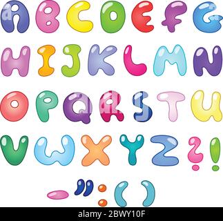 Set di lettere colorate a forma di bolla Illustrazione Vettoriale