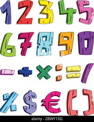 numeri di cartoni animati 3d Illustrazione Vettoriale