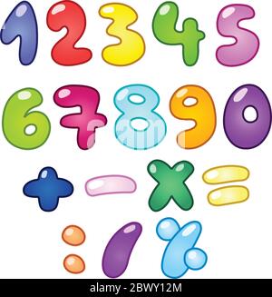 Set di numeri colorati a forma di bolla Illustrazione Vettoriale