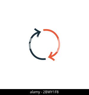 icona delle frecce di aggiornamento, freccia a doppio cerchio. Illustrazione vettoriale di stock isolata su sfondo bianco. Illustrazione Vettoriale