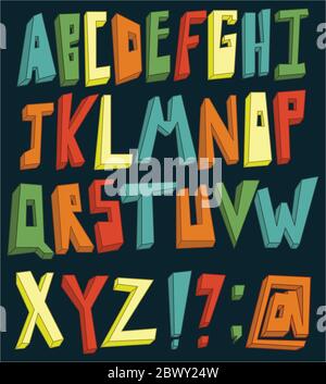 Set di alfabeti 3d colorati Illustrazione Vettoriale