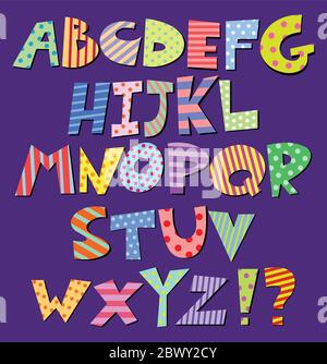 Variopinti motivi alfabeto a fumetti Illustrazione Vettoriale