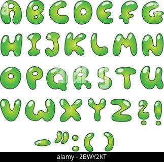 Alfabeto a forma di bolla verde Illustrazione Vettoriale