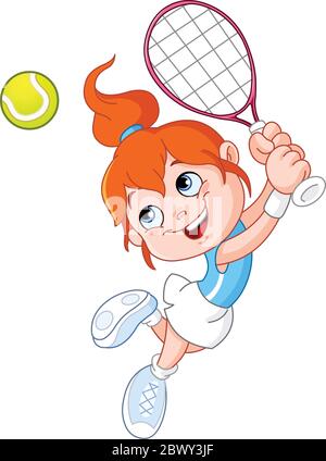 Ragazza giovane giocando a tennis Illustrazione Vettoriale